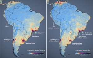 Fuente: NASA, imágenes satelitales que muestran disminución de la contaminación del aire durante la cuarentena en 2020