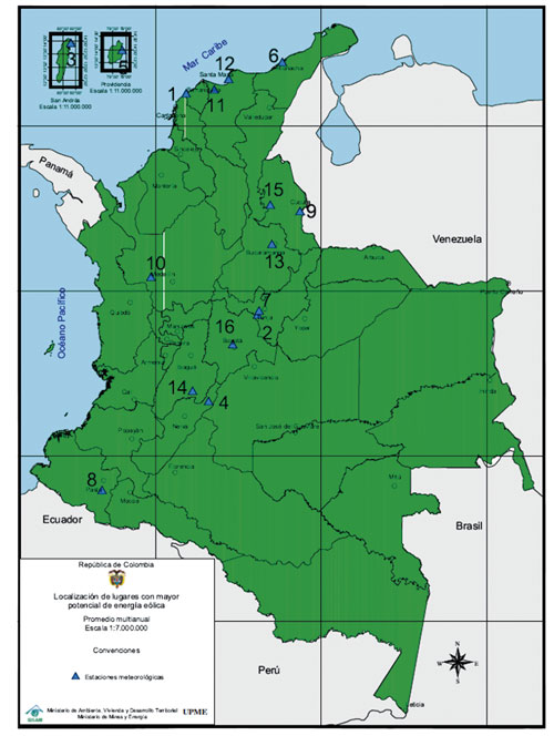 Figura 1. Mapa Eólico de Colombia