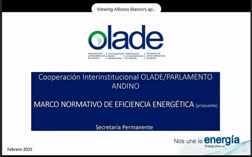 Olade y el Parlamento Andino trabajan en Eficiencia Energética para la subregión